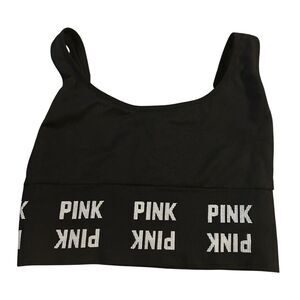 Victorias Secret Sz Medium Sports Bra Seamless Lightly Lined Black PINK Active